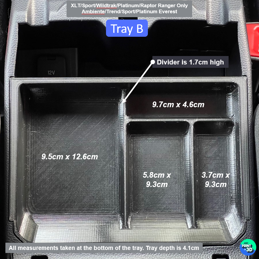 Next Gen Ford Ranger Everest Centre Console Tray